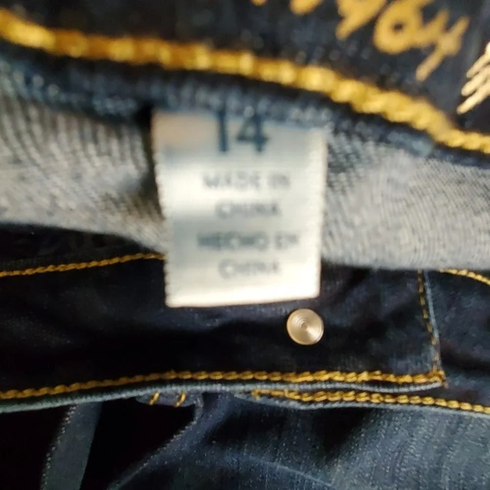 Seven7 Sunset Bermuda Denim Shorts Dark Wash Stretch Cuffed Size 14‎